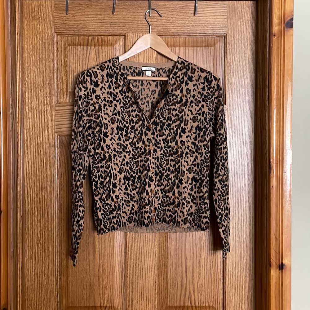 J.Crew cashmere leopard print cardigan